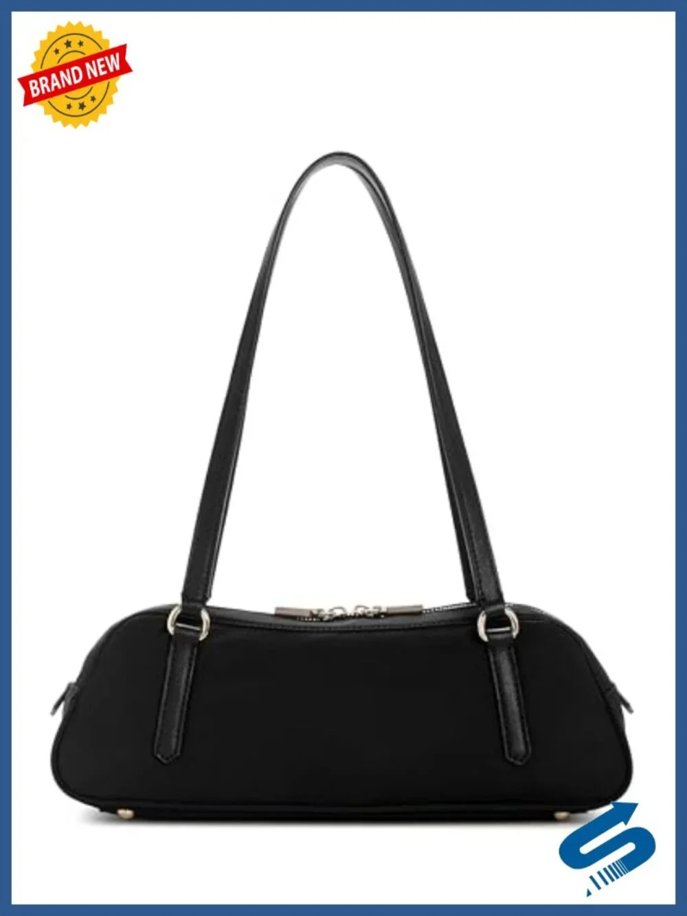 Nylon Shoulder Satchel with Gold Hardware